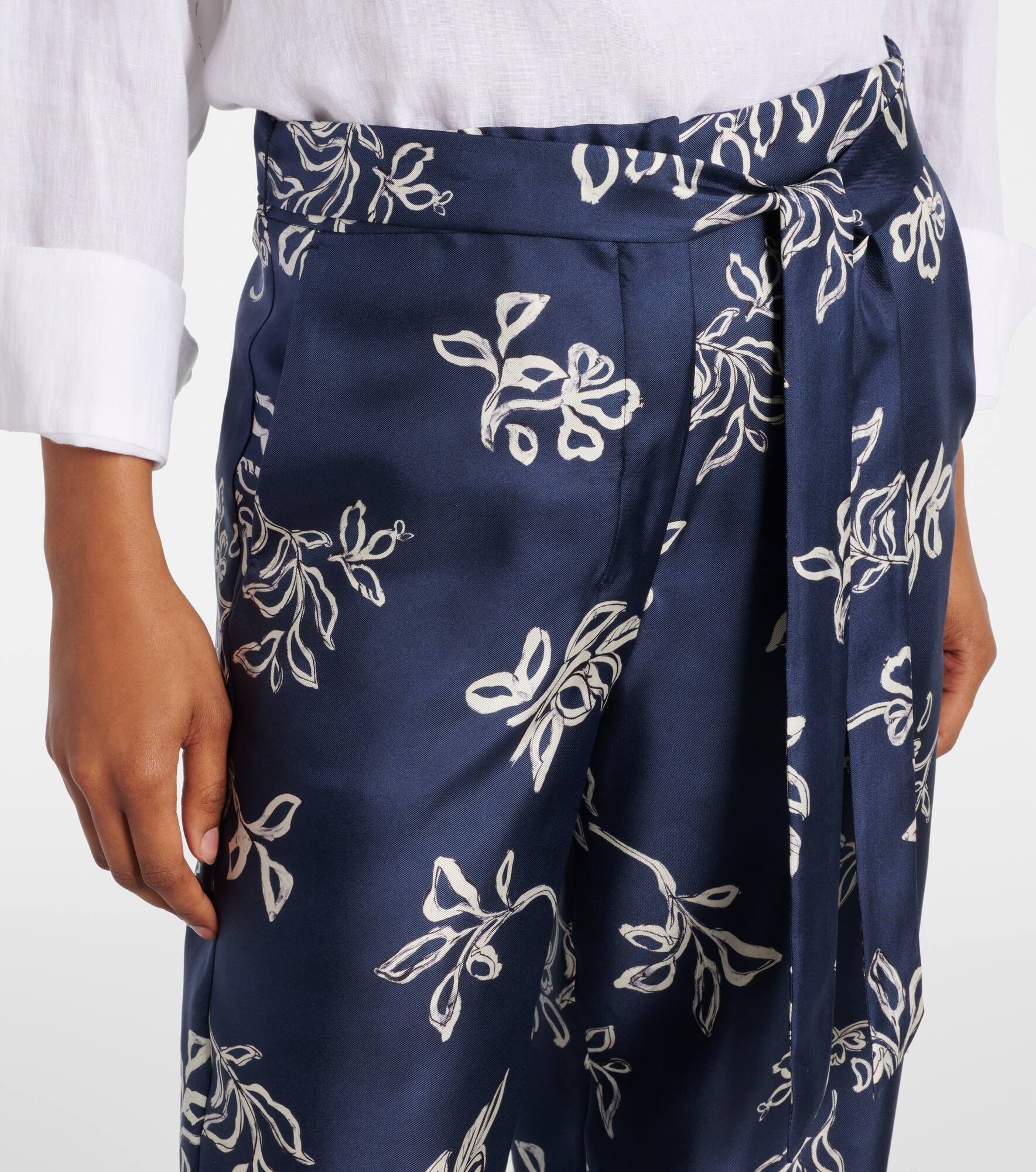 Cinzia high-rise silk wide-leg pants - 4
