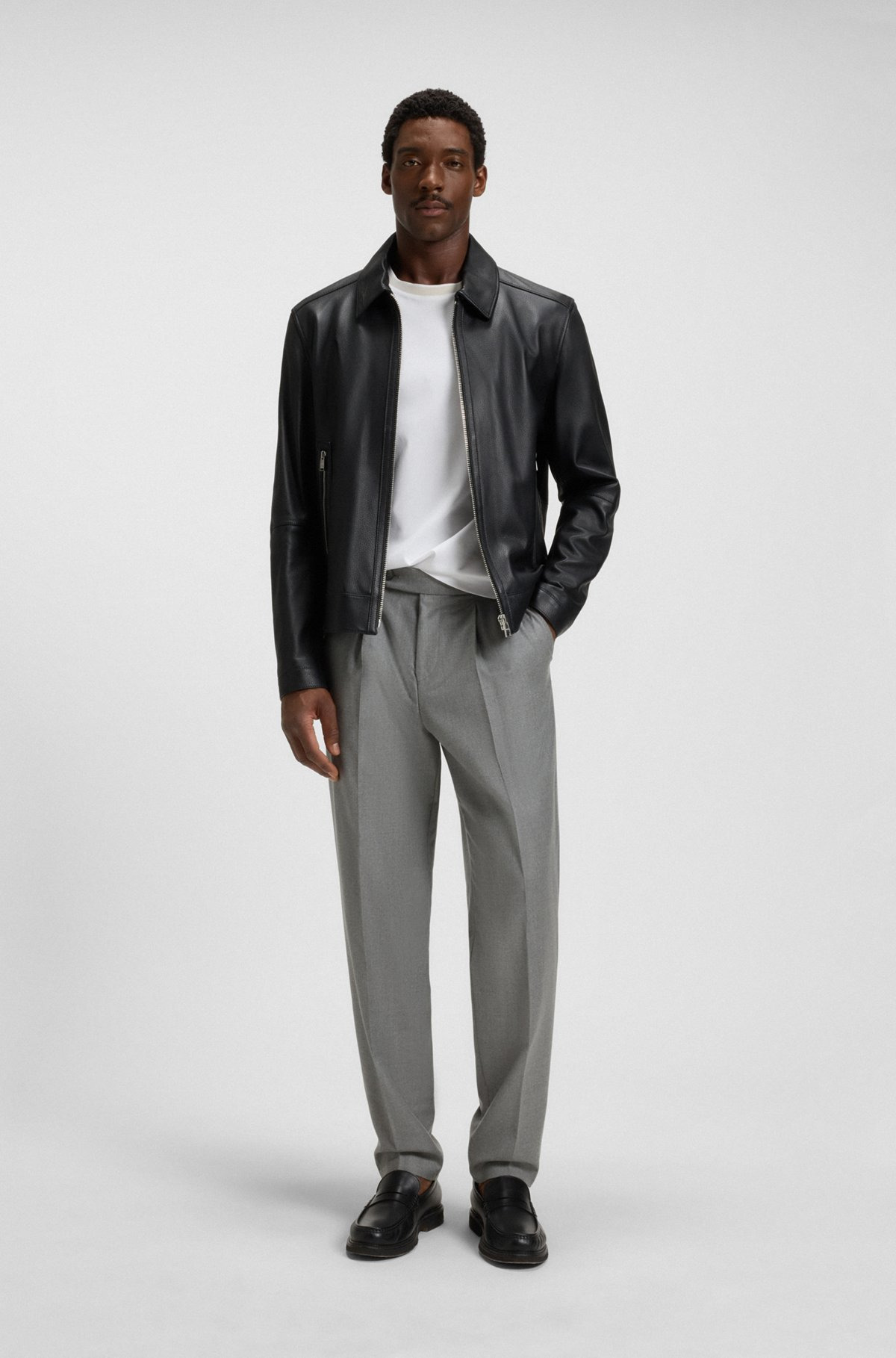 TAPERED-FIT TROUSERS IN MELANGE VIRGIN WOOL - 3