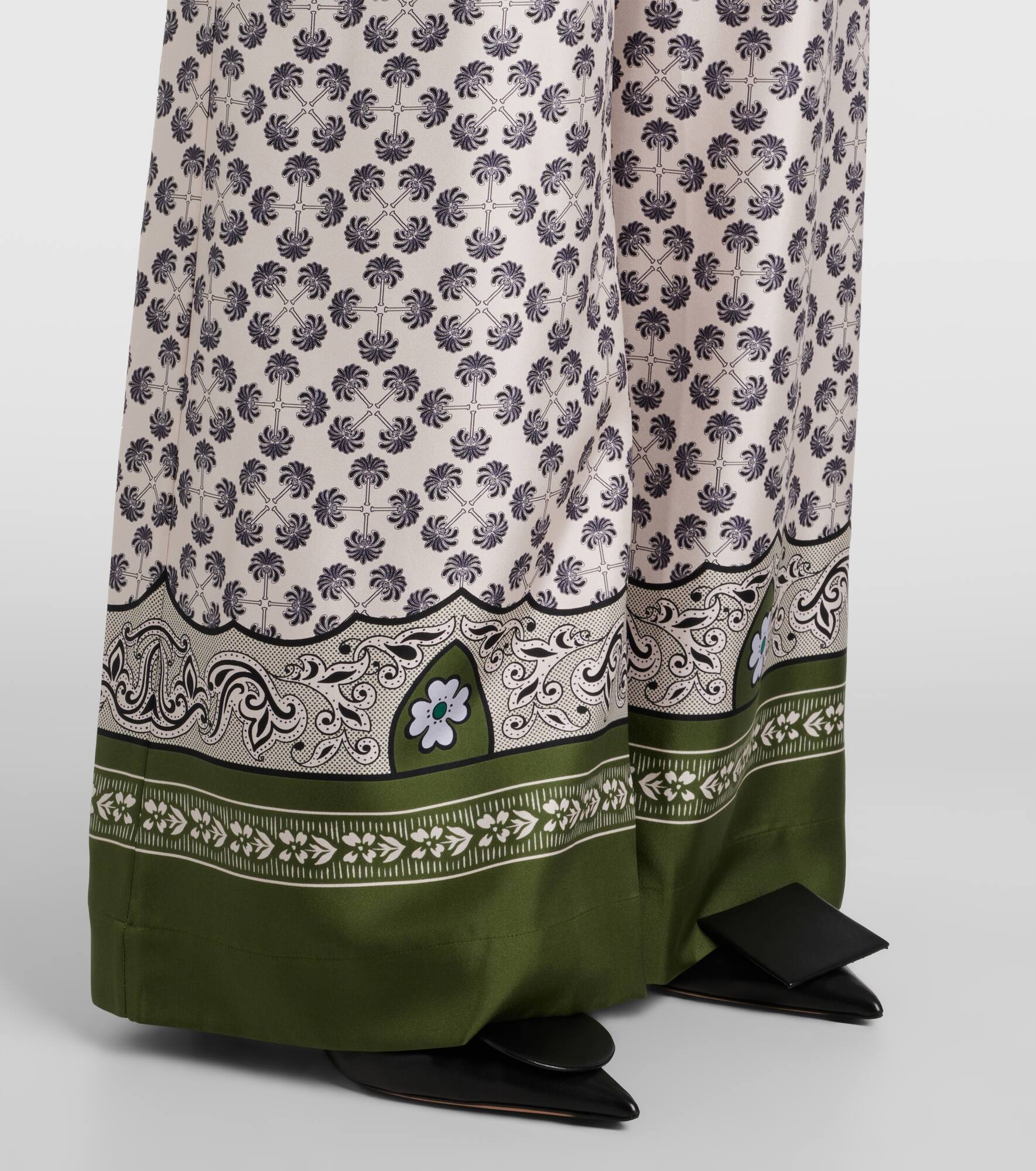 Printed silk twill palazzo pants - 5