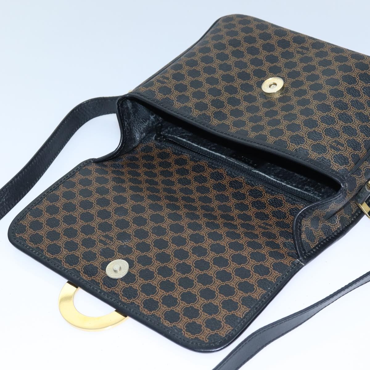 CELINE Macadam Canvas Shoulder Bag Pvc Leather Black - 9