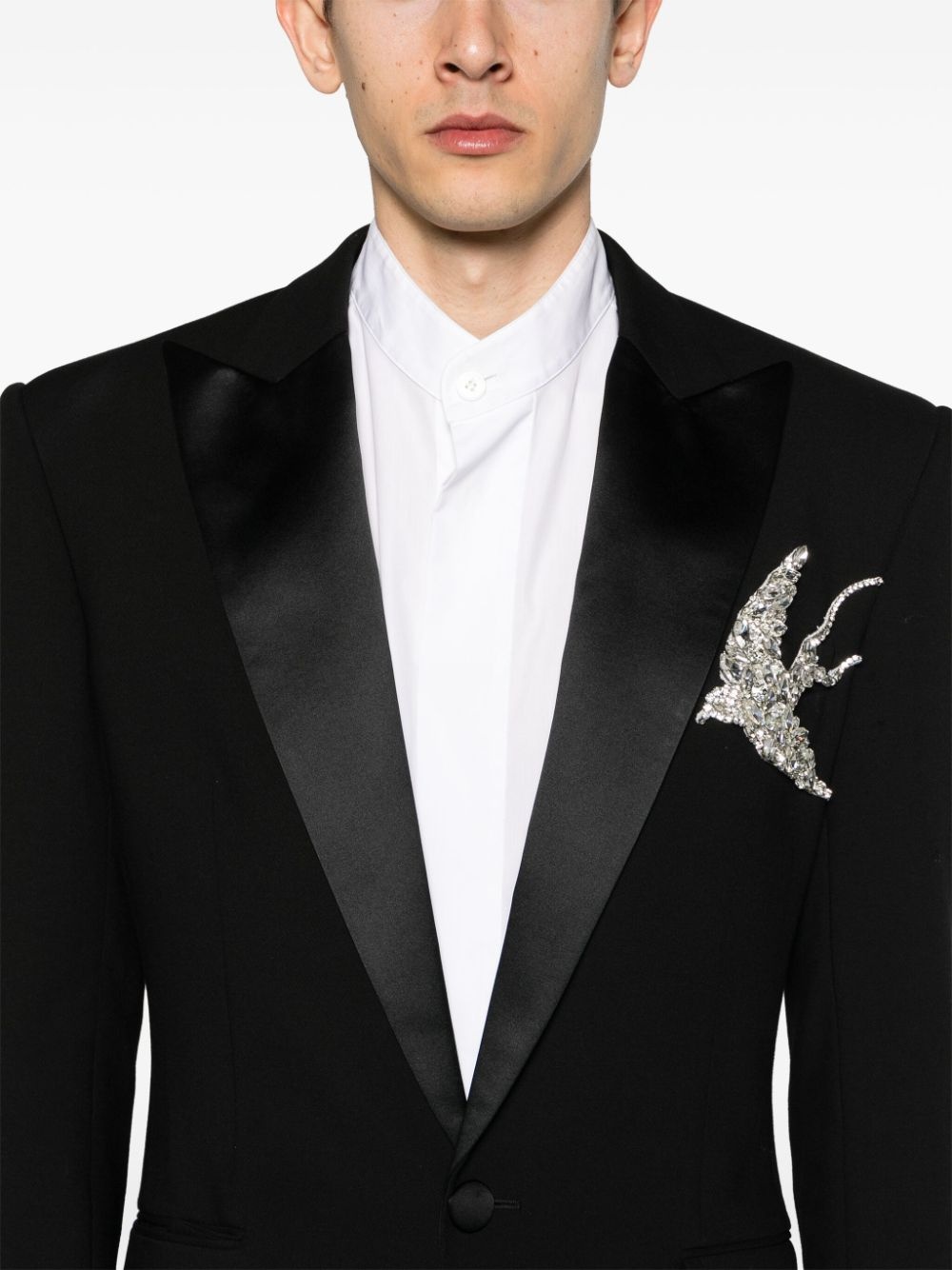 crystal-appliquÃ© single-breasted blazer - 5