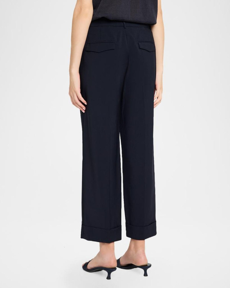 Cropped Straight-Leg Stretch Wool Pants 3