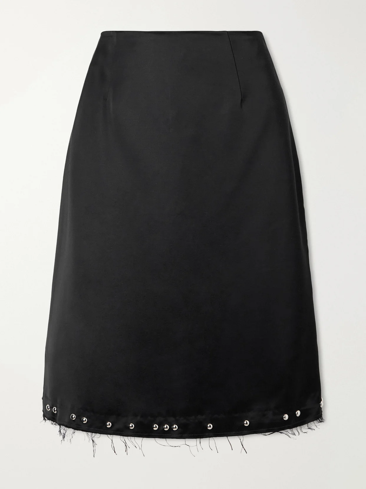 Iris Studded Frayed Satin Skirt - 1