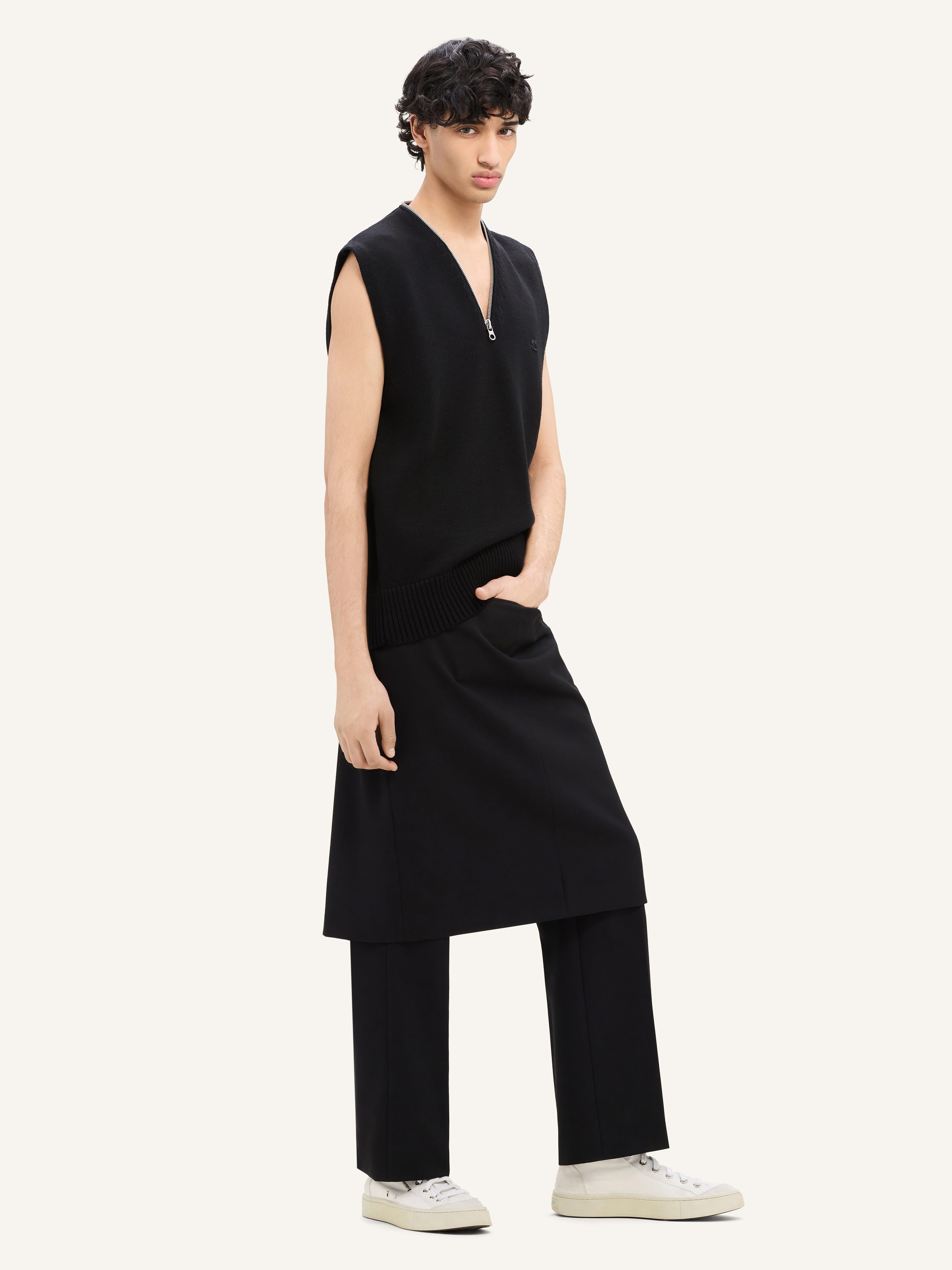 SINGLE FRONT POCKET WOOL SKIRT - 3