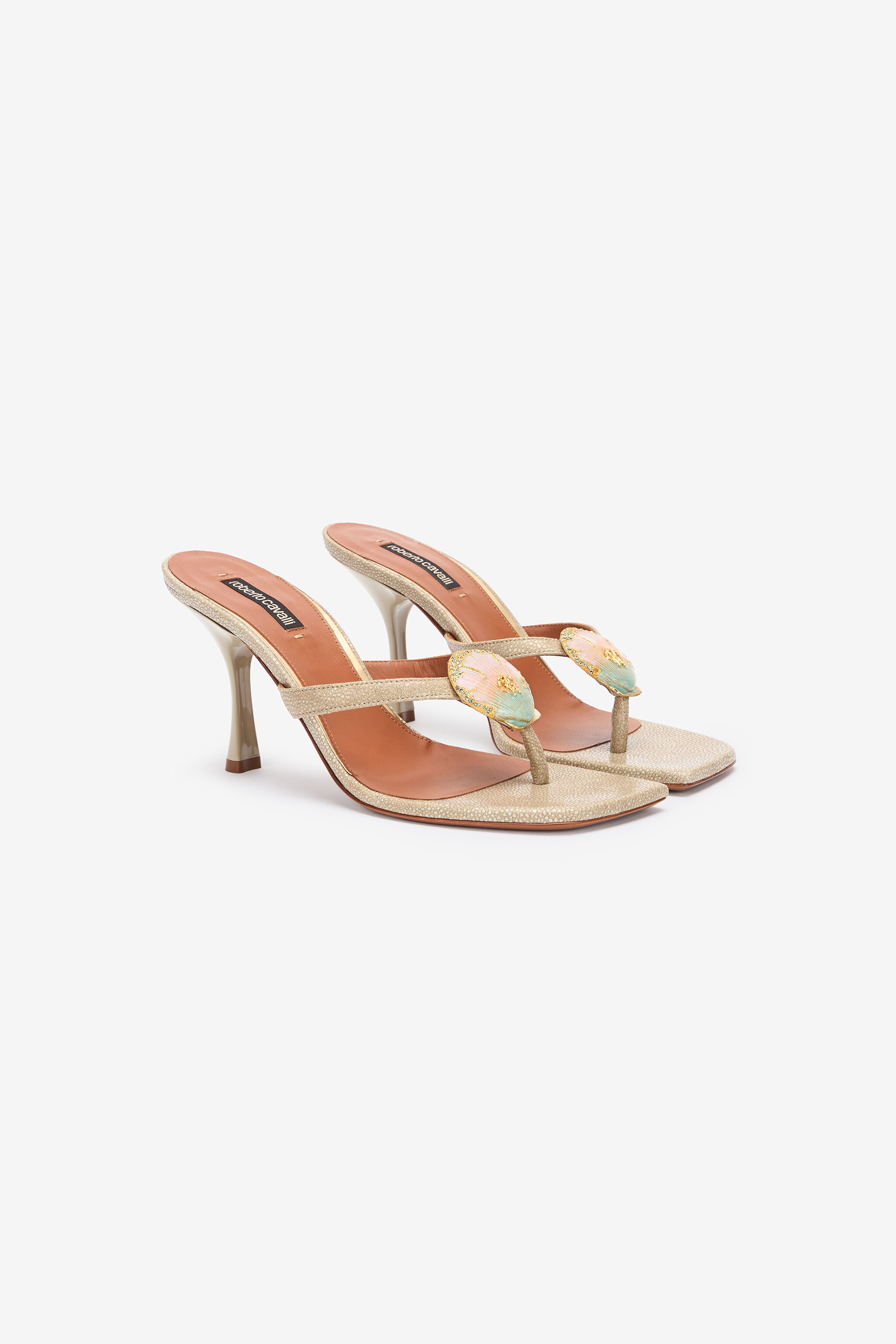 Gold Thong Sandal with Shell Detail - 2