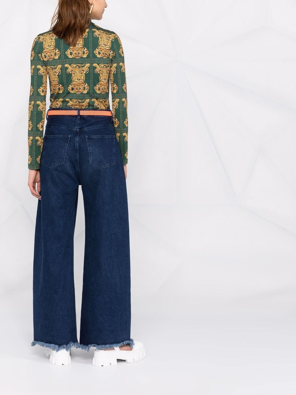 tiger tile-print turtleneck top - 6