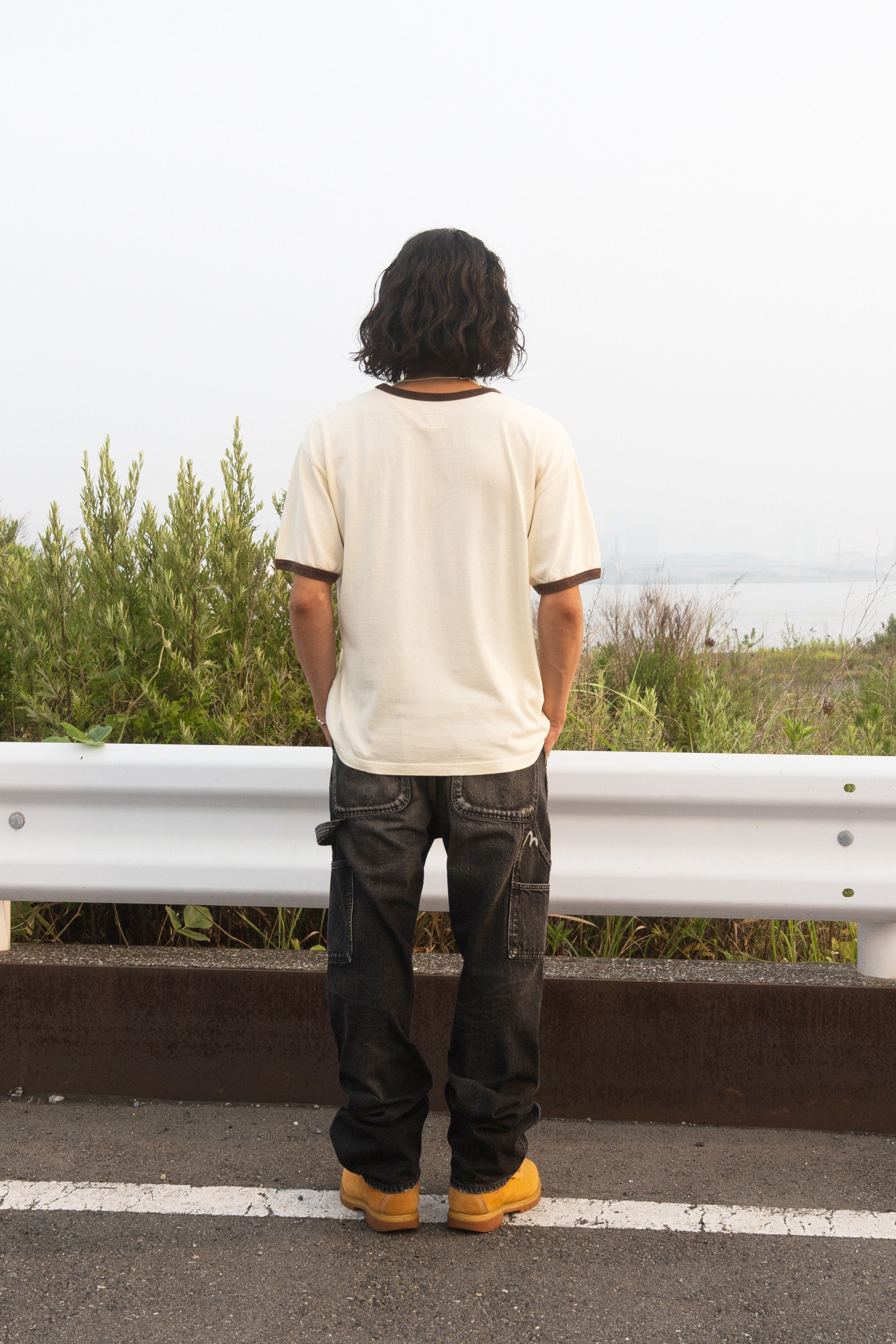 Washed Seagull and Logo Print Regular Fit Ringer T-shirt - 9