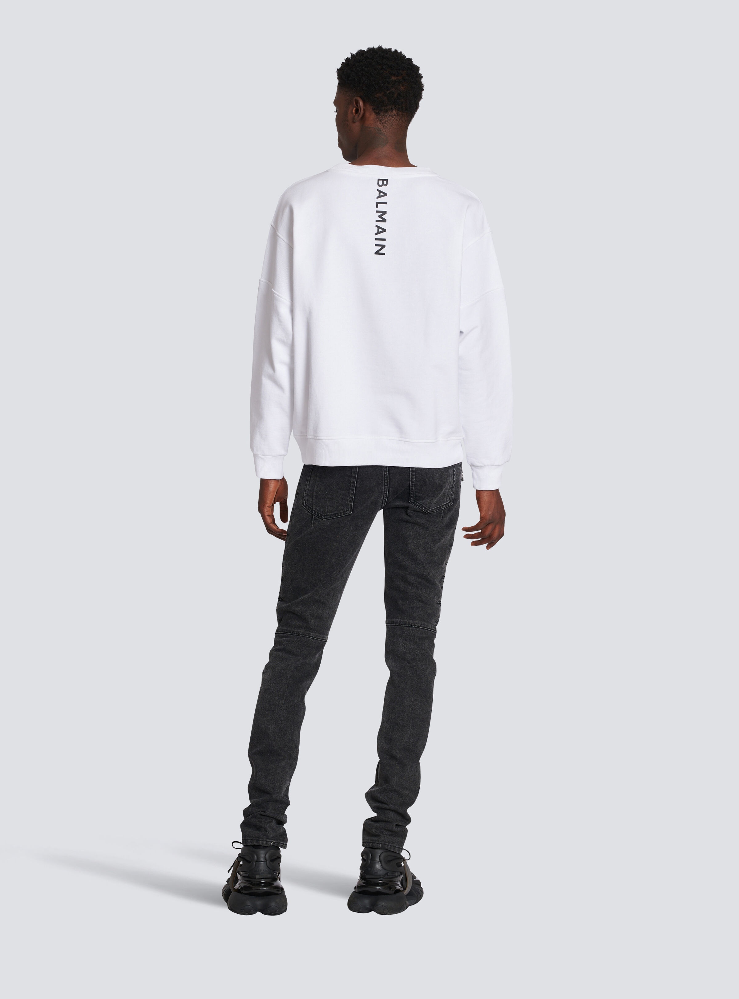 Eco-designed cotton sweatshirt with Balmain logo print - 3
