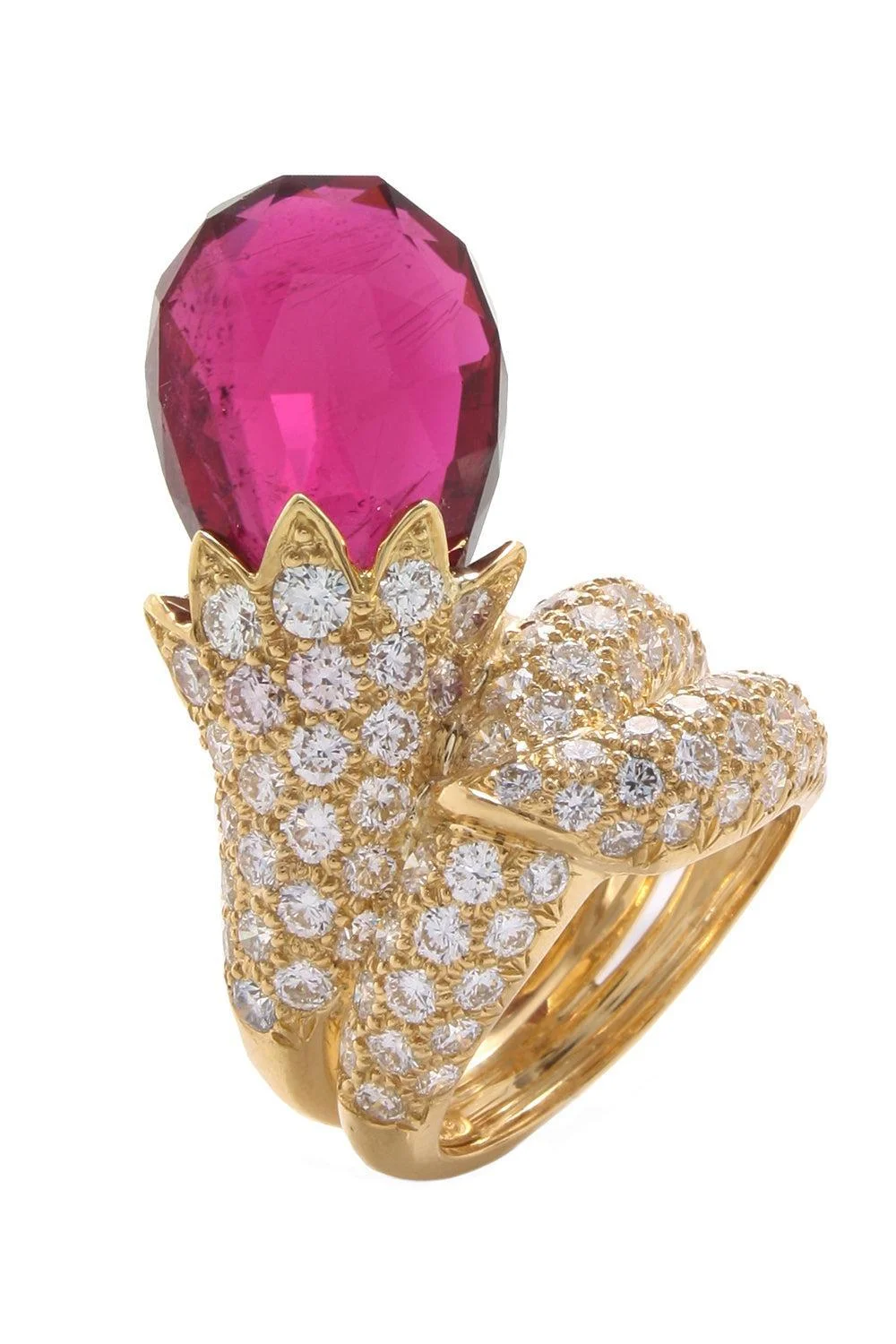 Rubellite Flower Bud Wrap Ring - 1