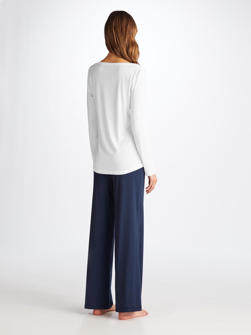 Women's Long Sleeve T-Shirt Lara Micro Modal Stretch White - 4