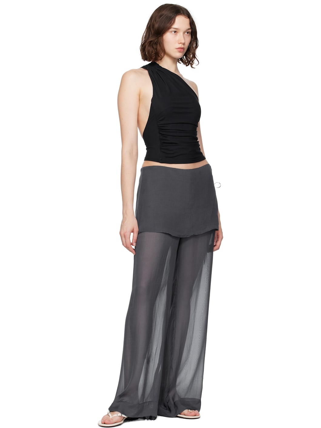 Navy Silk Archive Trousers - 4