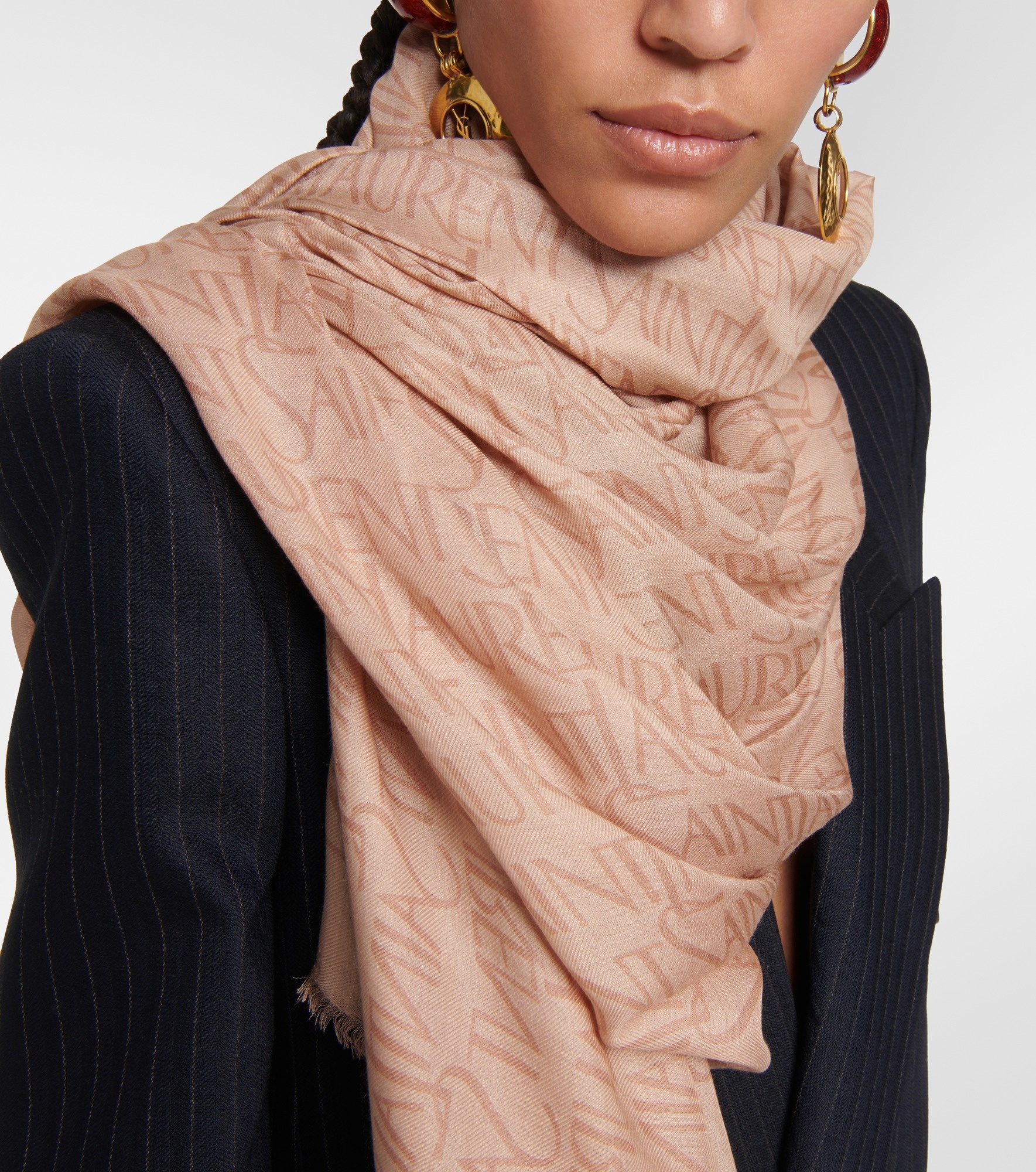 Printed modal and cashmere scarf - 3