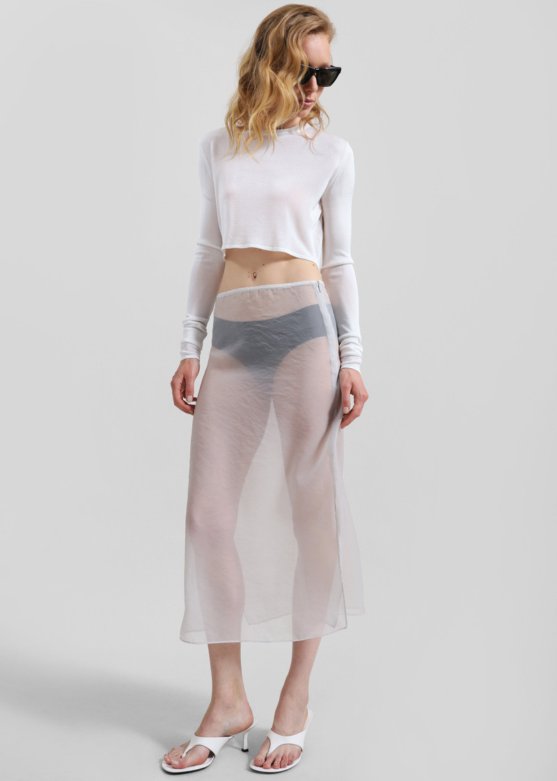 Kazel Cropped Thin Knit Top - White 5