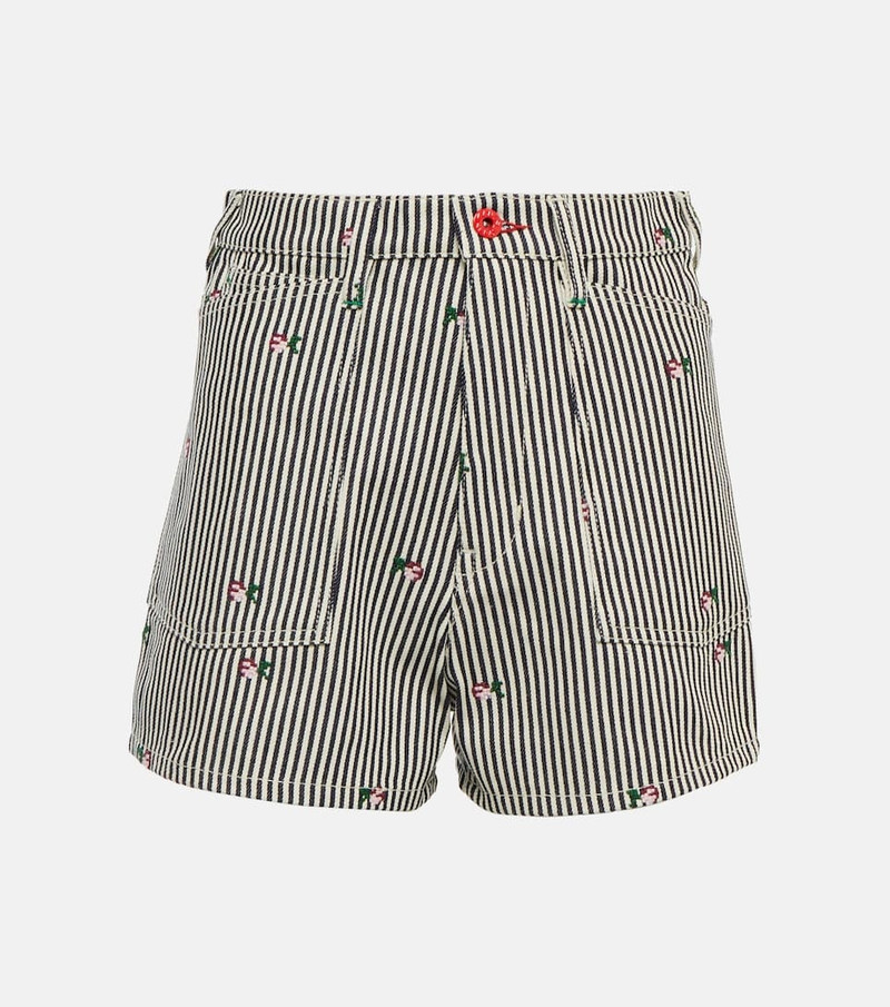 striped embroidered high-waisted 반바지 - 1