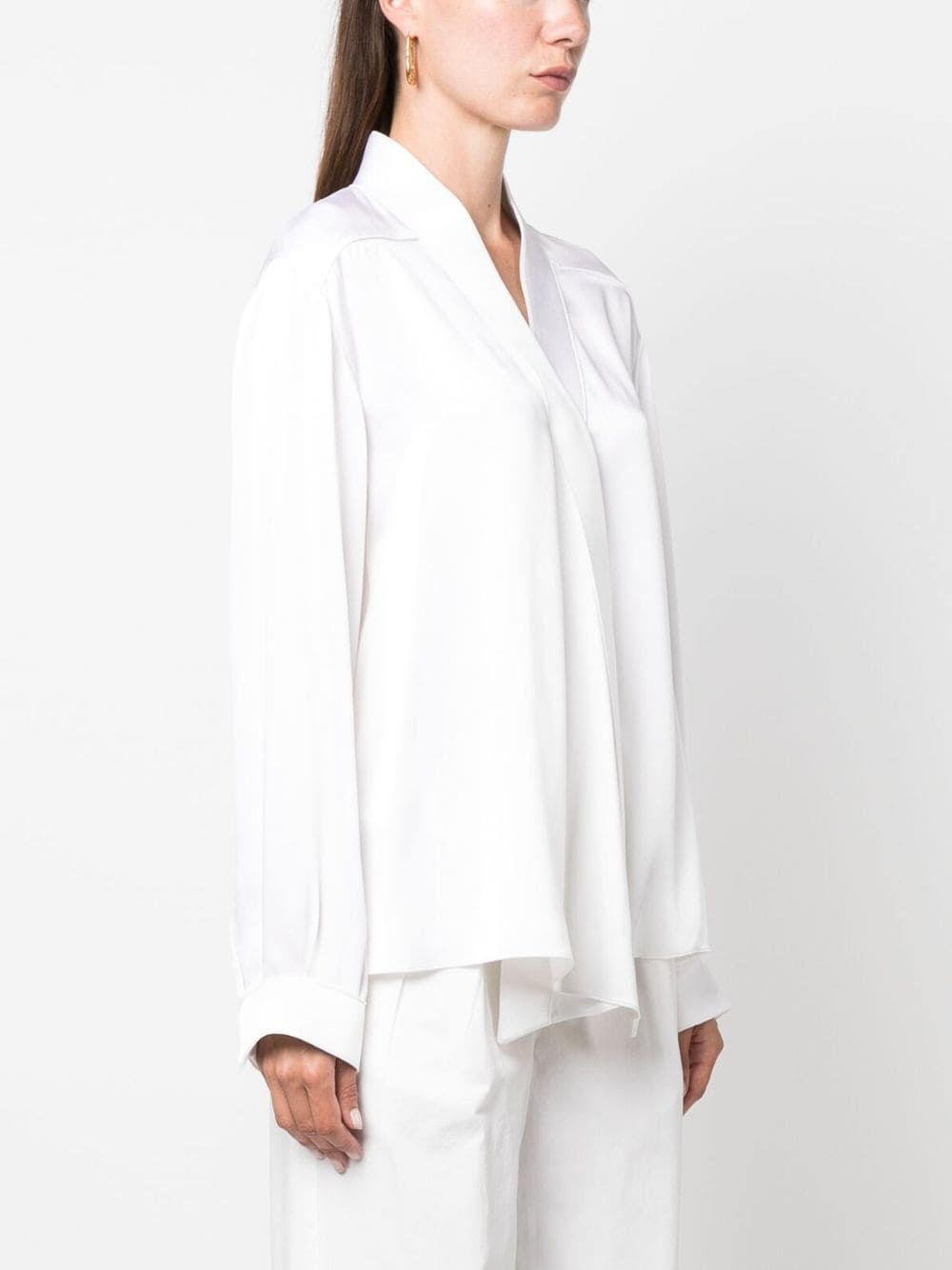 V-neck long-sleeves silk shirt - 3