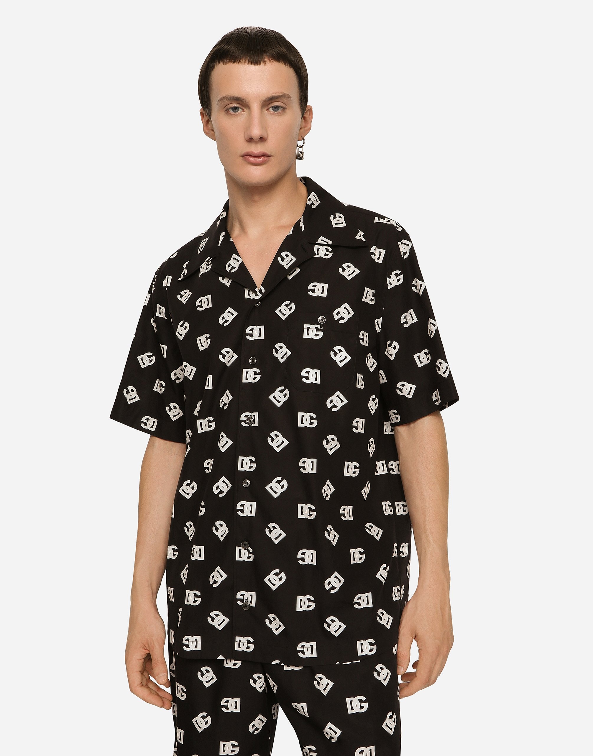 Cotton Hawaiian shirt with DG Monogram print - 2