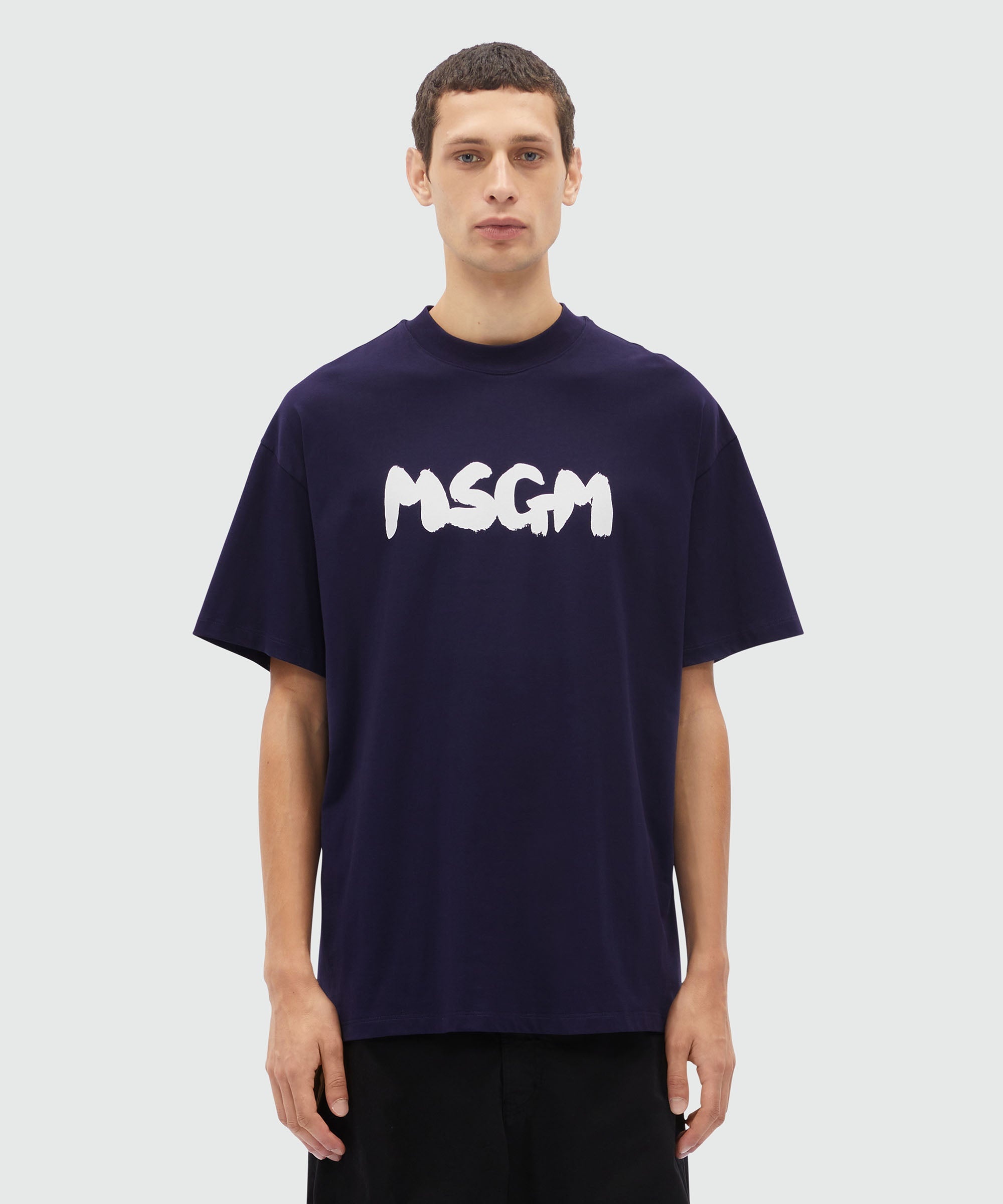Blue jersey T-Shirt with brushed logo - 2