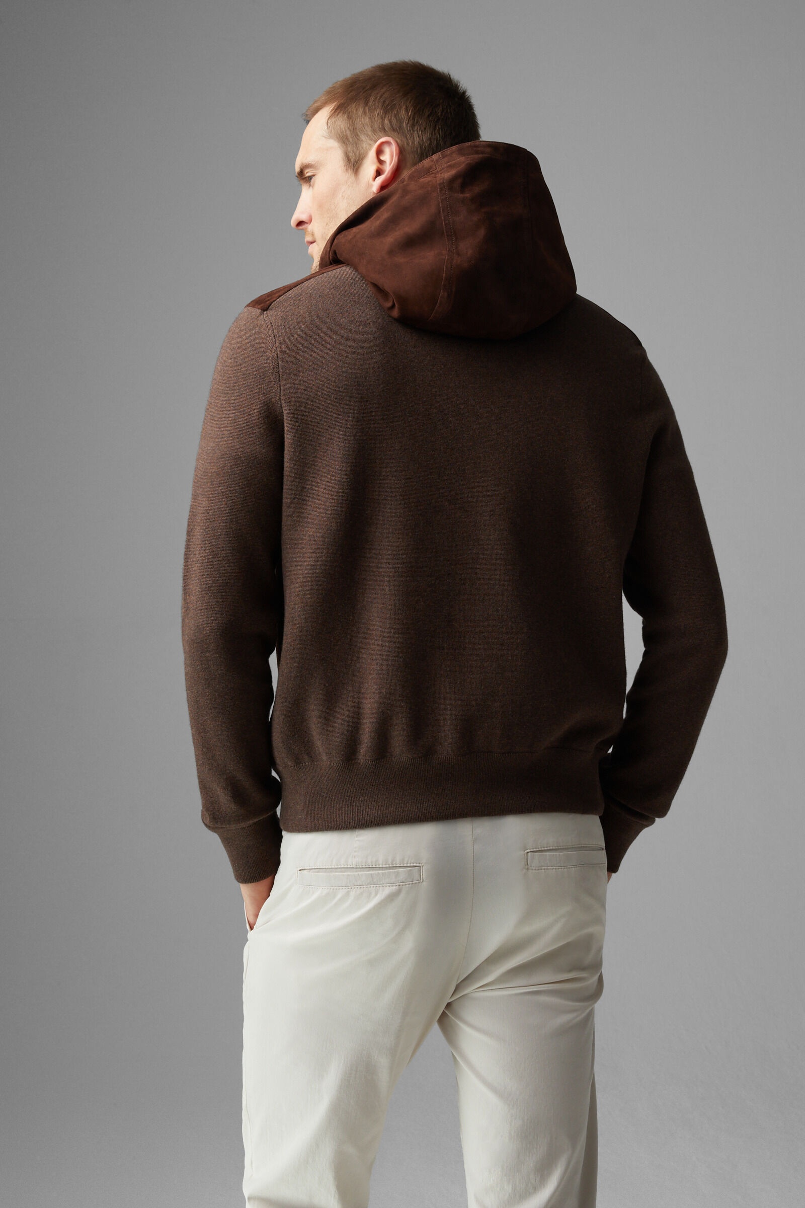 Drax Leather knit jacket in Brown - 3