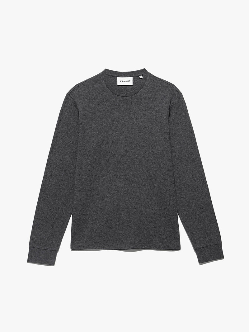 Duo Fold Long Sleeve Crew in Heather Charcoal Grey 1