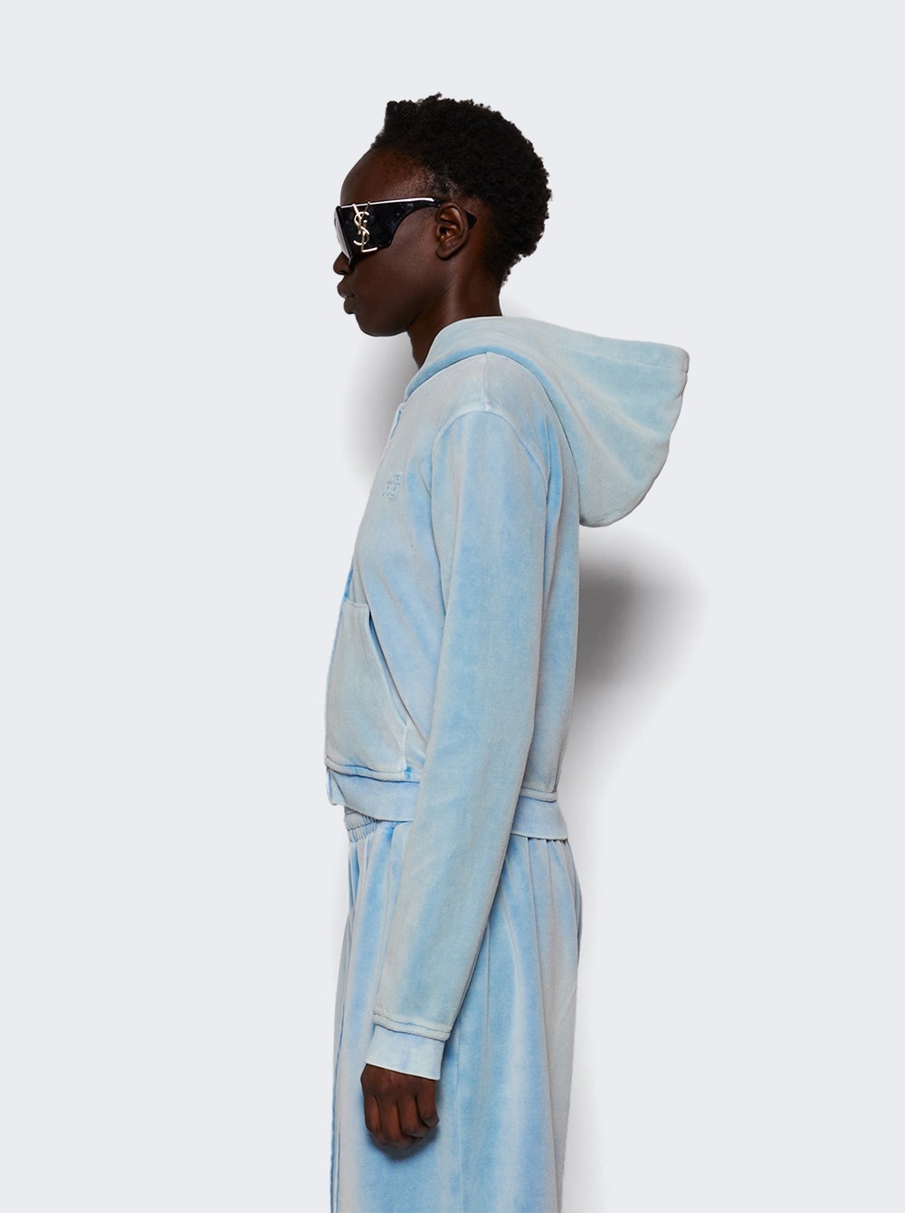 Shrunken Zip Up Hoodie Washed Sky - 4