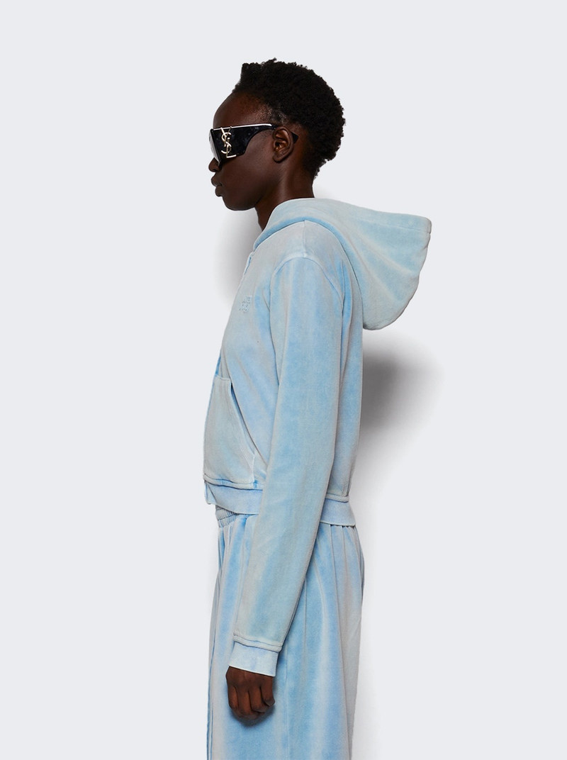 Shrunken Zip Up Hoodie Washed Sky 4