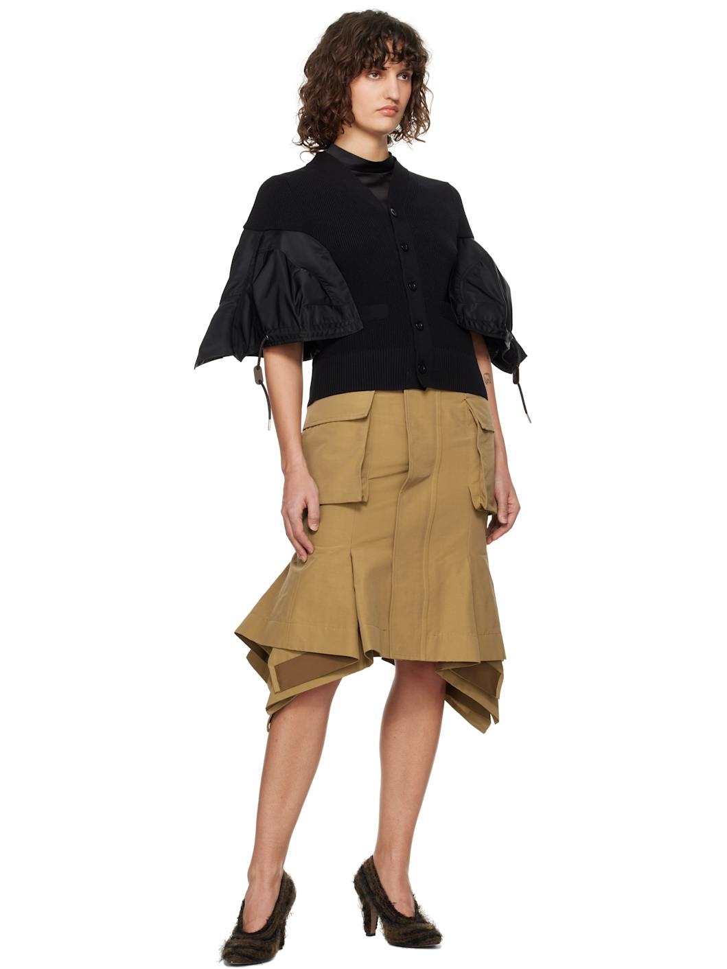 sacai 国内買付 Grosgrain Skirt Black Grosgrain Midi Skirt by sacai on Sale