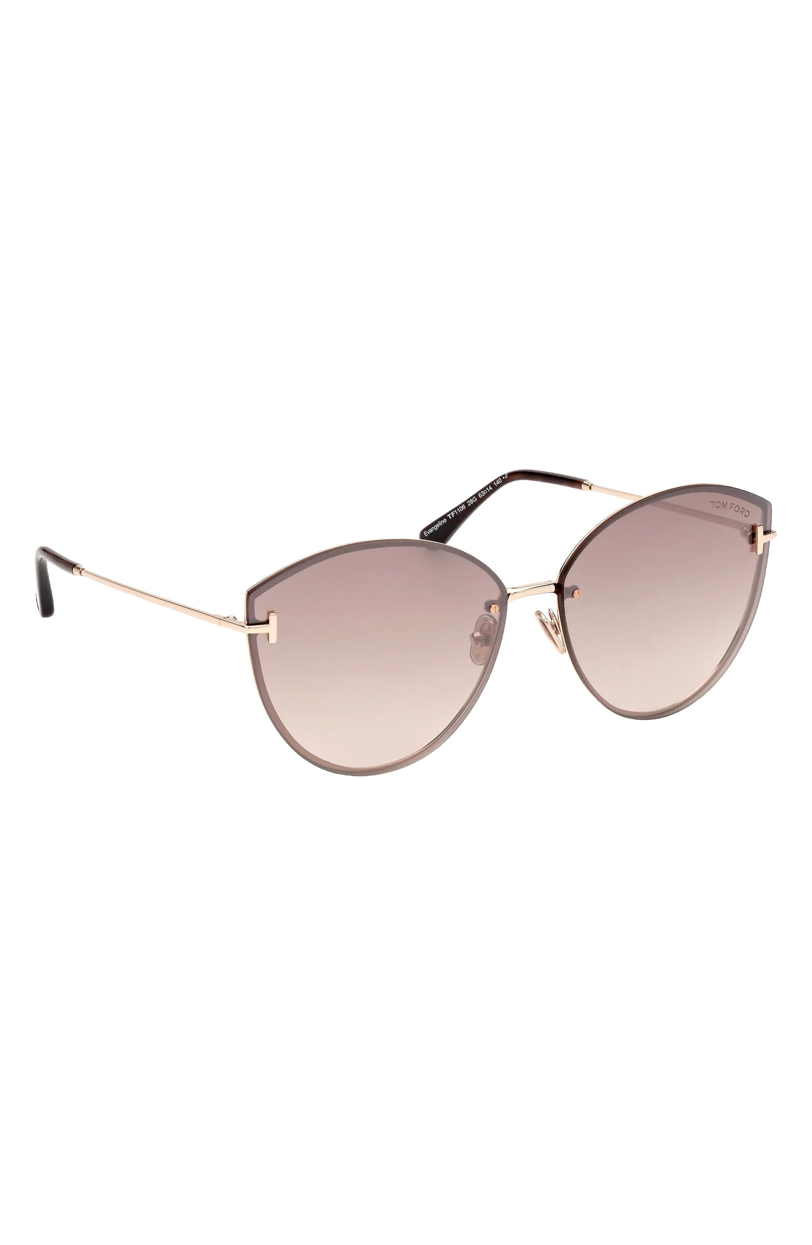 Evangeline 63mm Oversize Gradient Cat Eye Sunglasses in Shiny Rose Gold /Brown Gold - 4