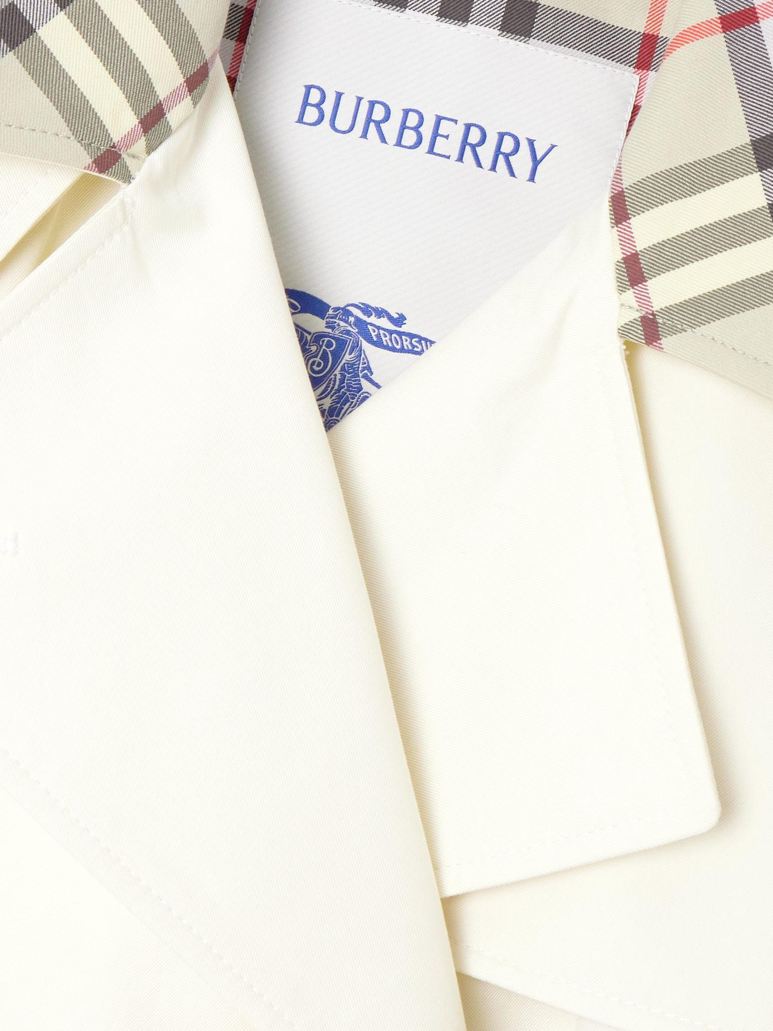 Double-breasted checked cotton-gabardine trench coat White - 4