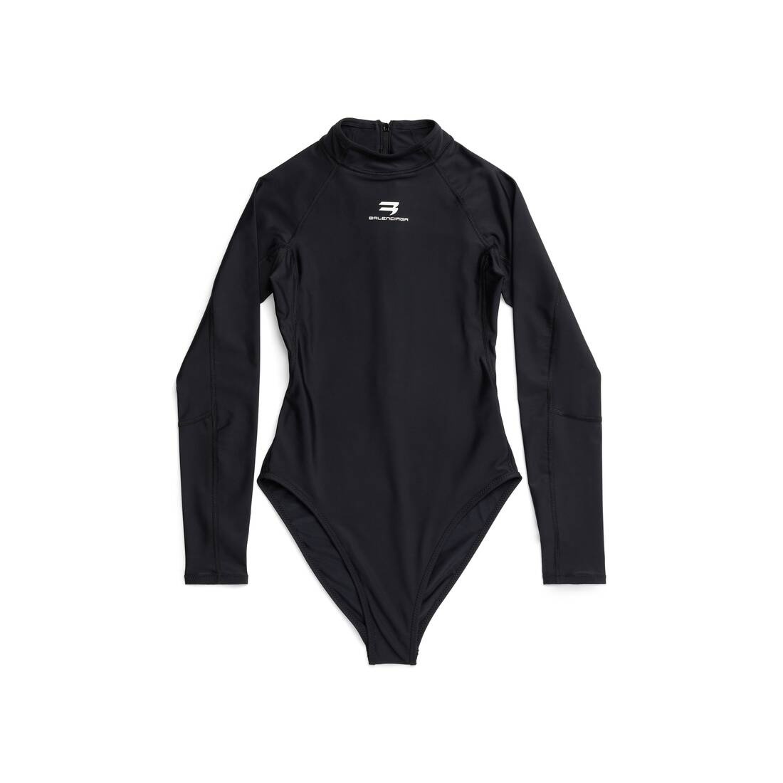 Women's Sporty Tech Long Sleeve Swimsuit in Black - 1