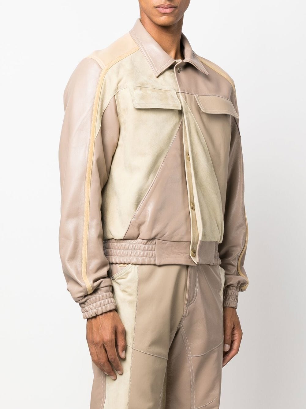 patchwork deadstock leather jacket - 3