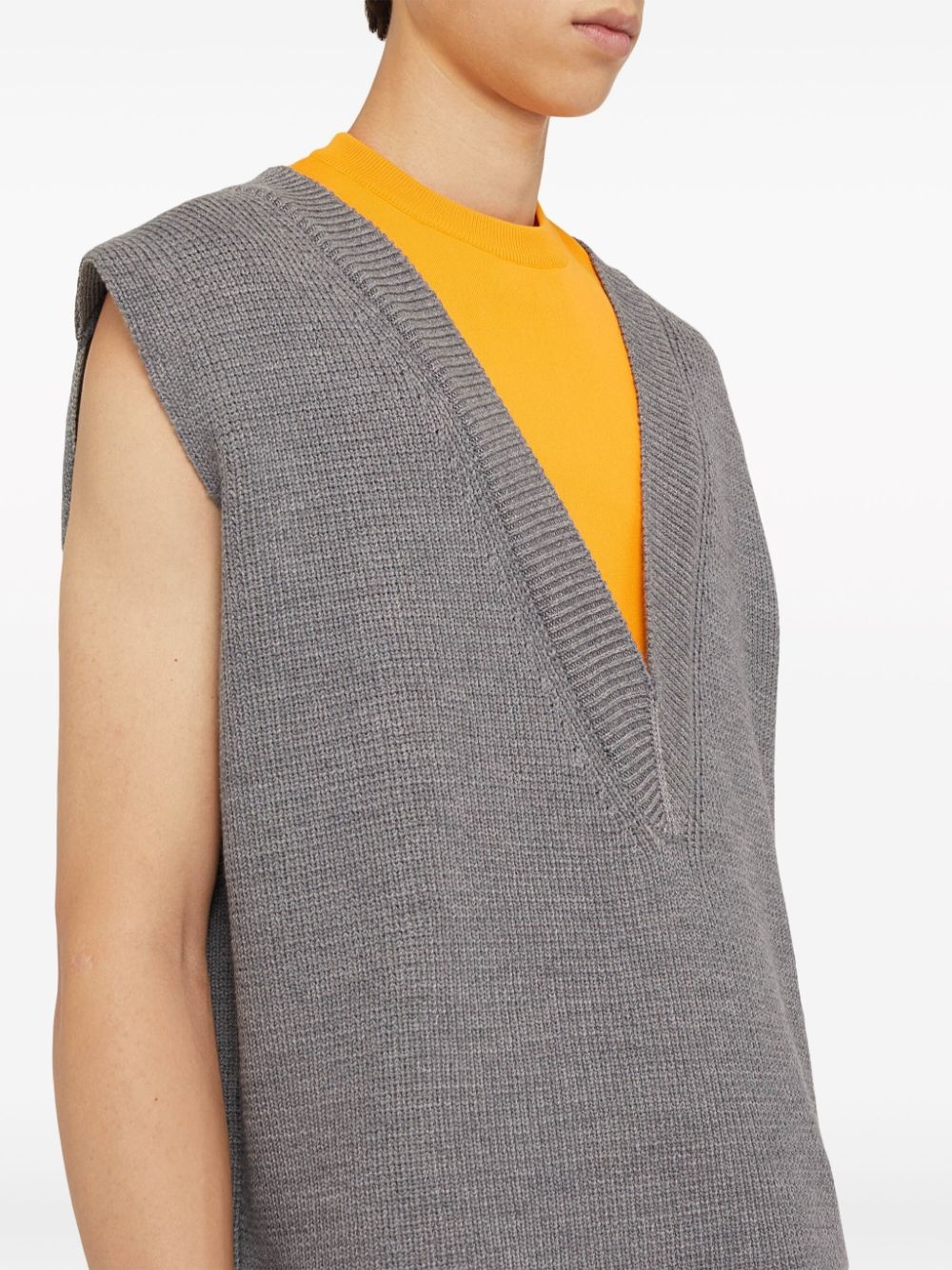 layered-design wool-blend vest - 4