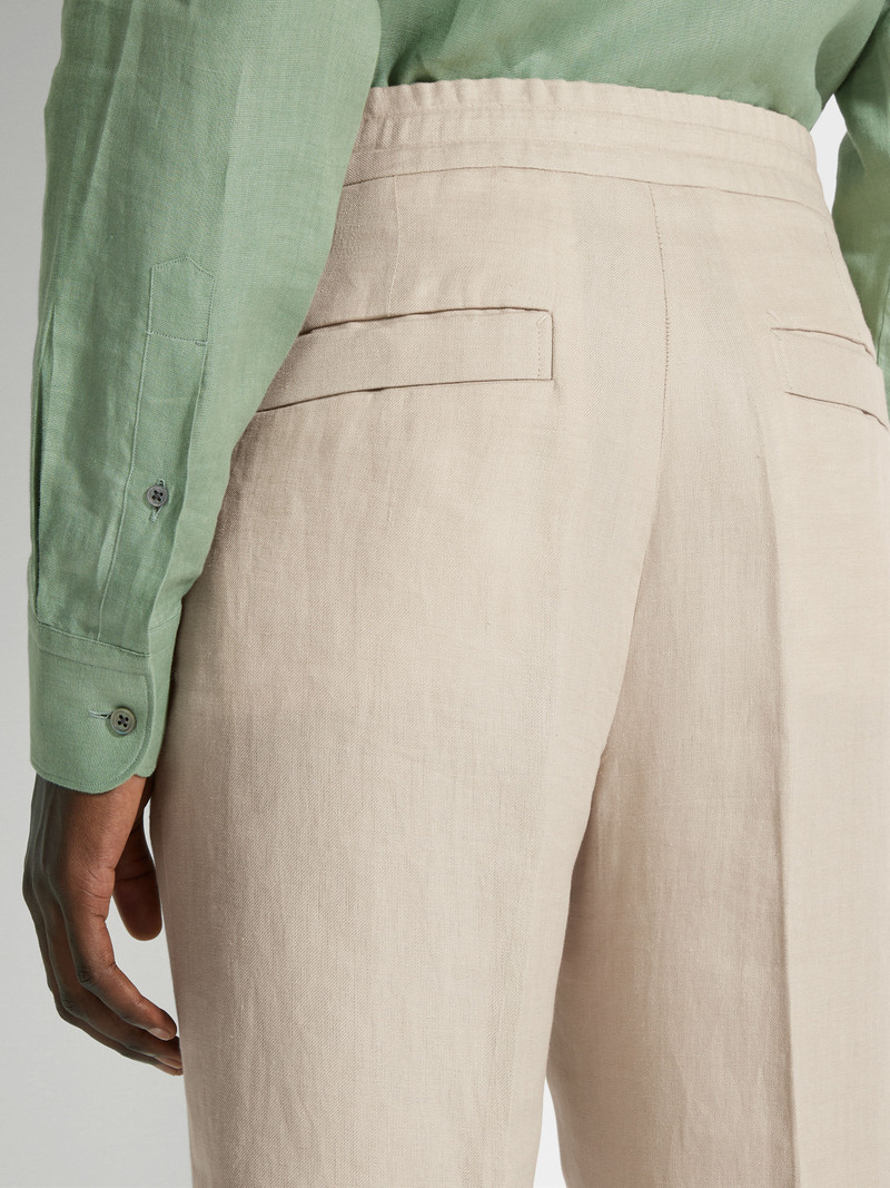 ZEGNA LIGHT BEIGE OASI LINO PANTS outlook