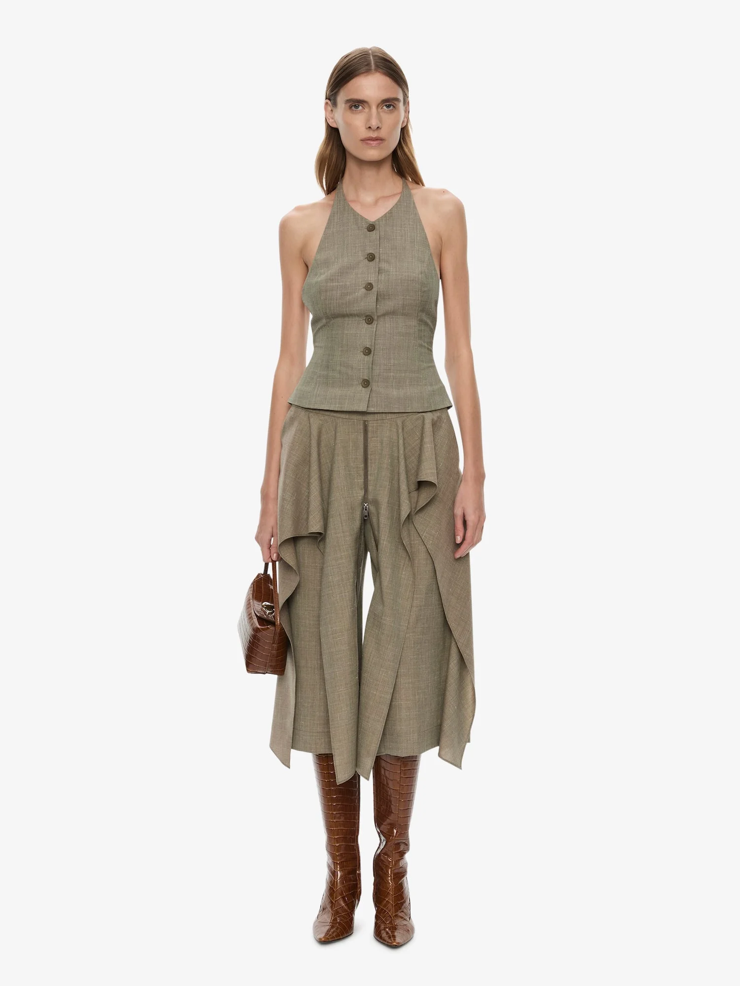 Tropical Wool Split Trouser Skirt - 1