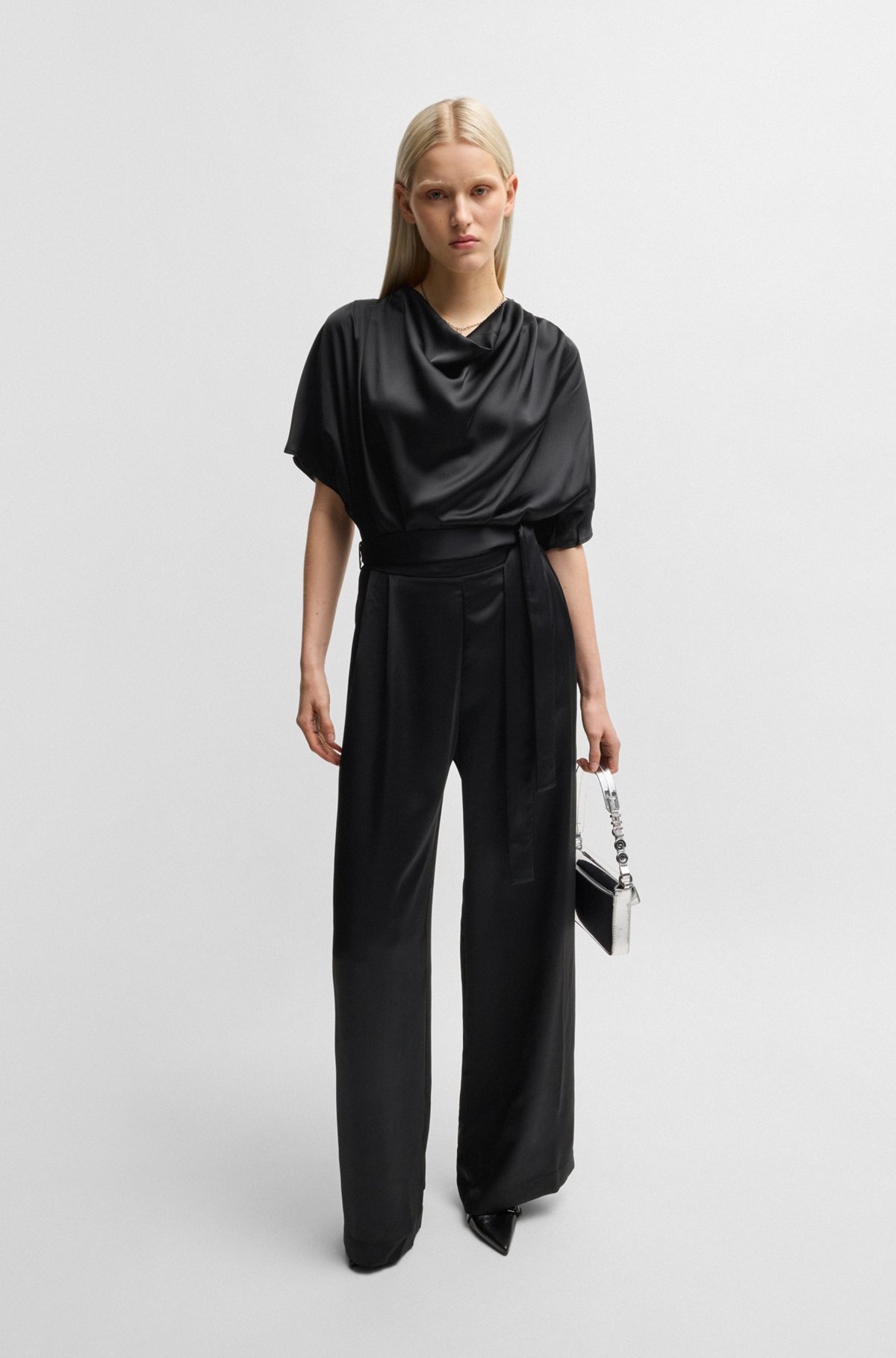 COWL-NECK REGULAR-FIT JUMPSUIT IN FLUENT SATIN - 2