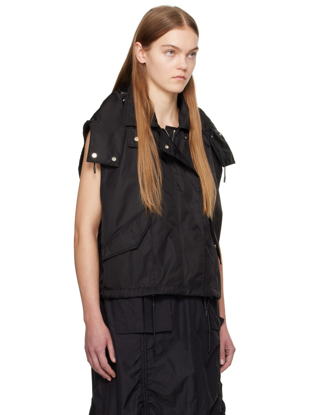Black Hooded Vest - 2