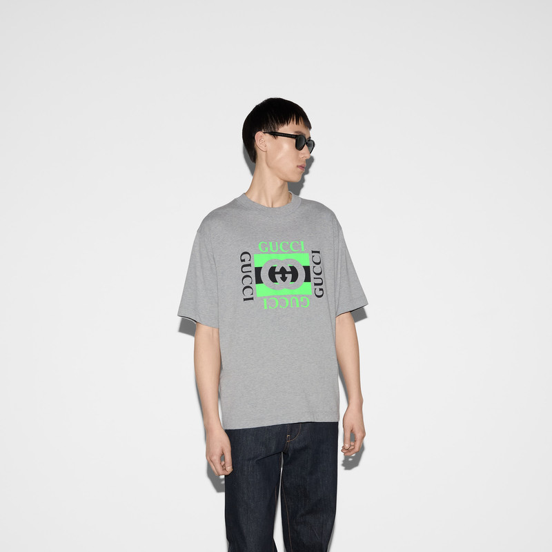 Cotton jersey T-shirt with Gucci print 3