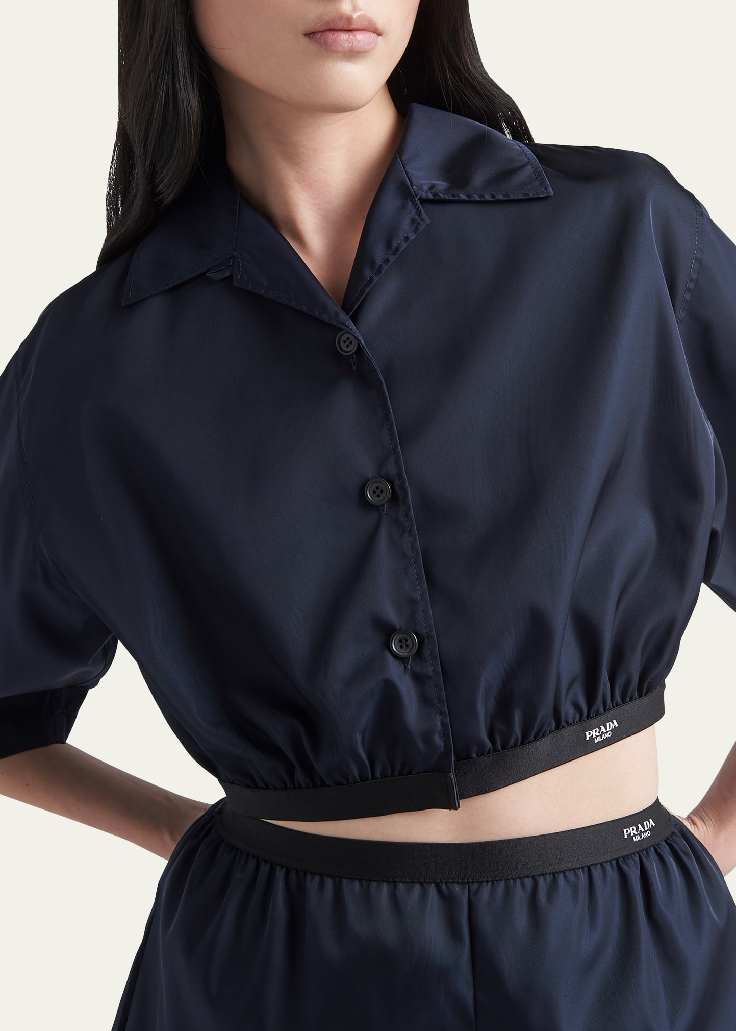 Re-Nylon Crop Collared Top - 4