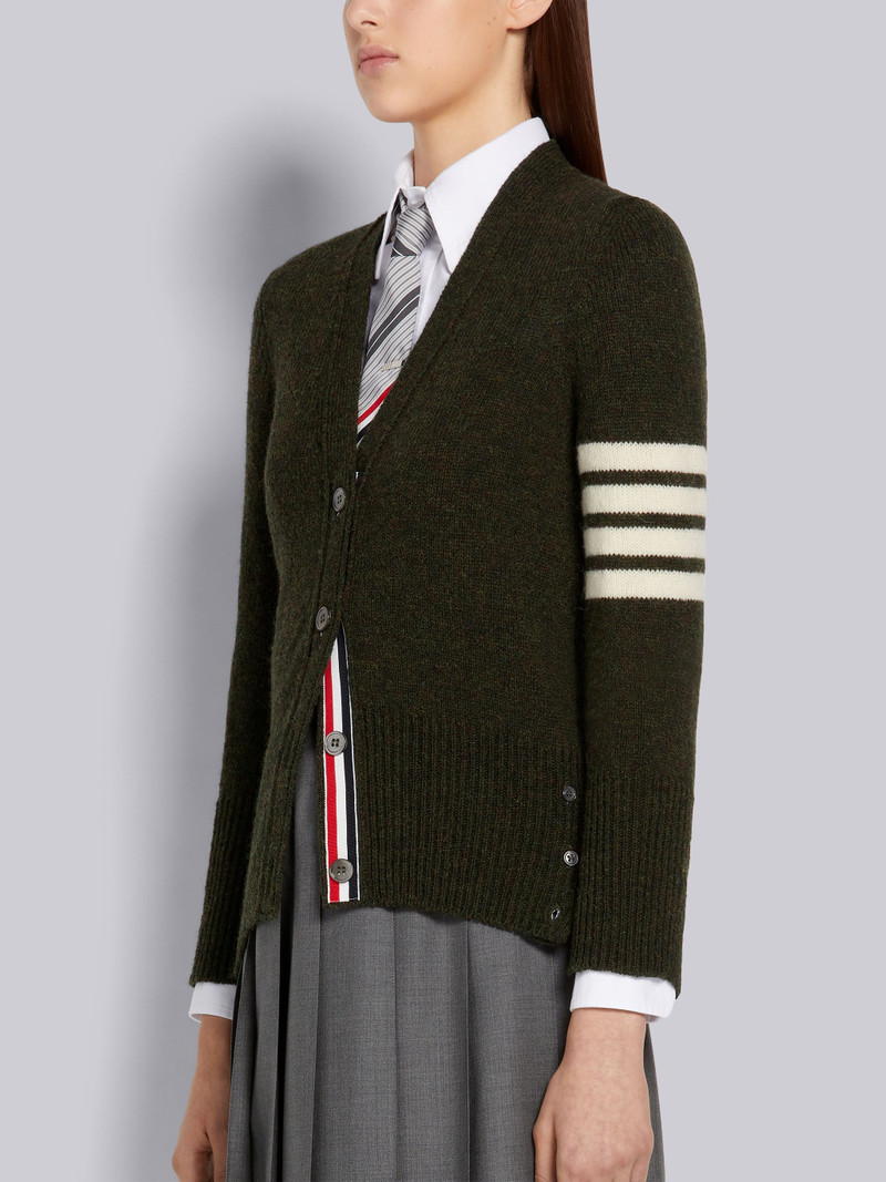 Thom Browne Dark Green Shetland Wool Jersey Stitch 4-Bar Classic V-Neck Cardigan outlook