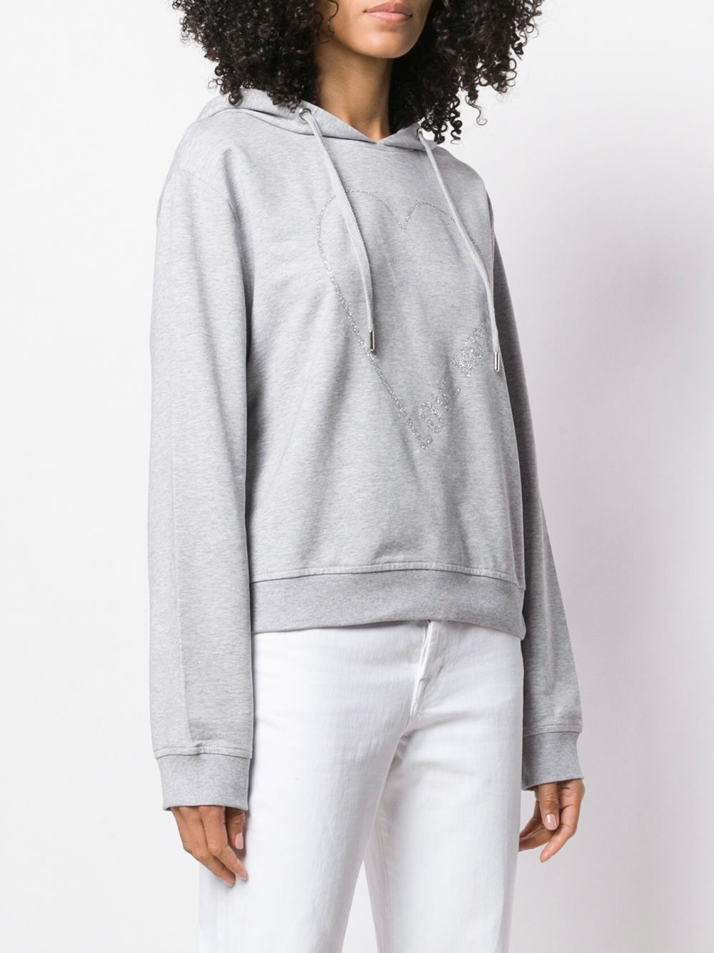 logo heart print hoodie - 3
