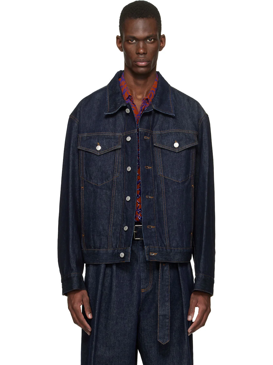 Navy Flap Pocket Denim Jacket - 1