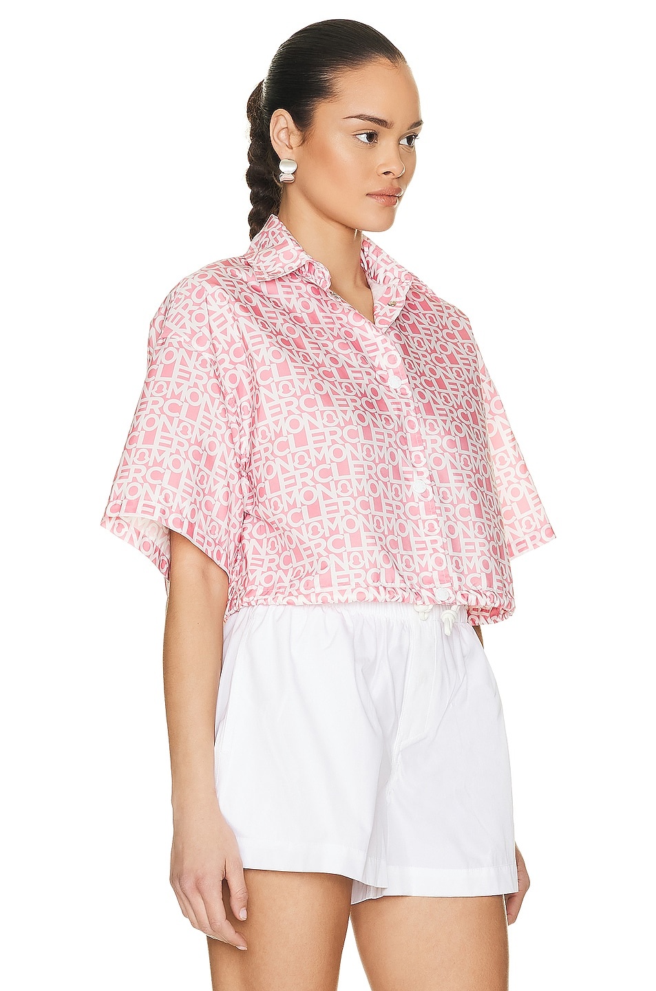 Cropped Logo Print Short Sleeve Shirt - 2