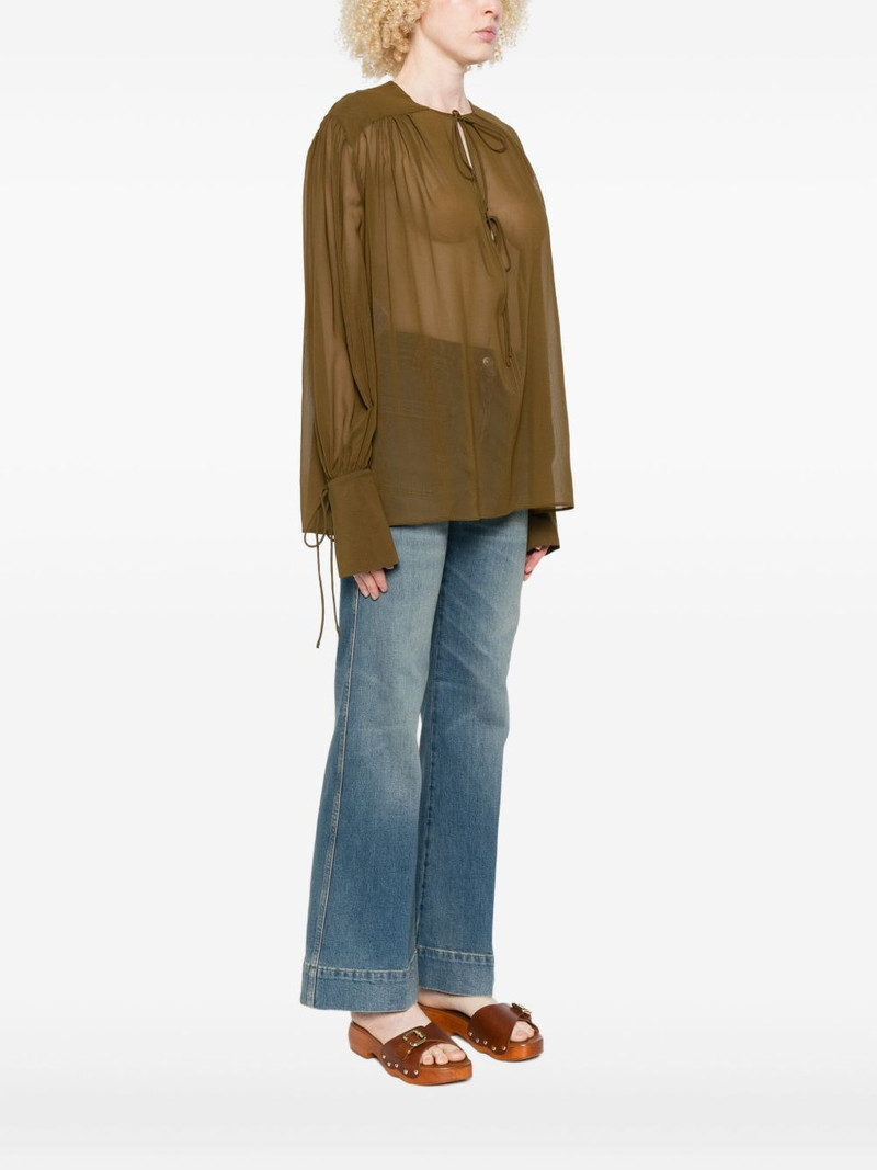 tie-neck gathered blouse 3