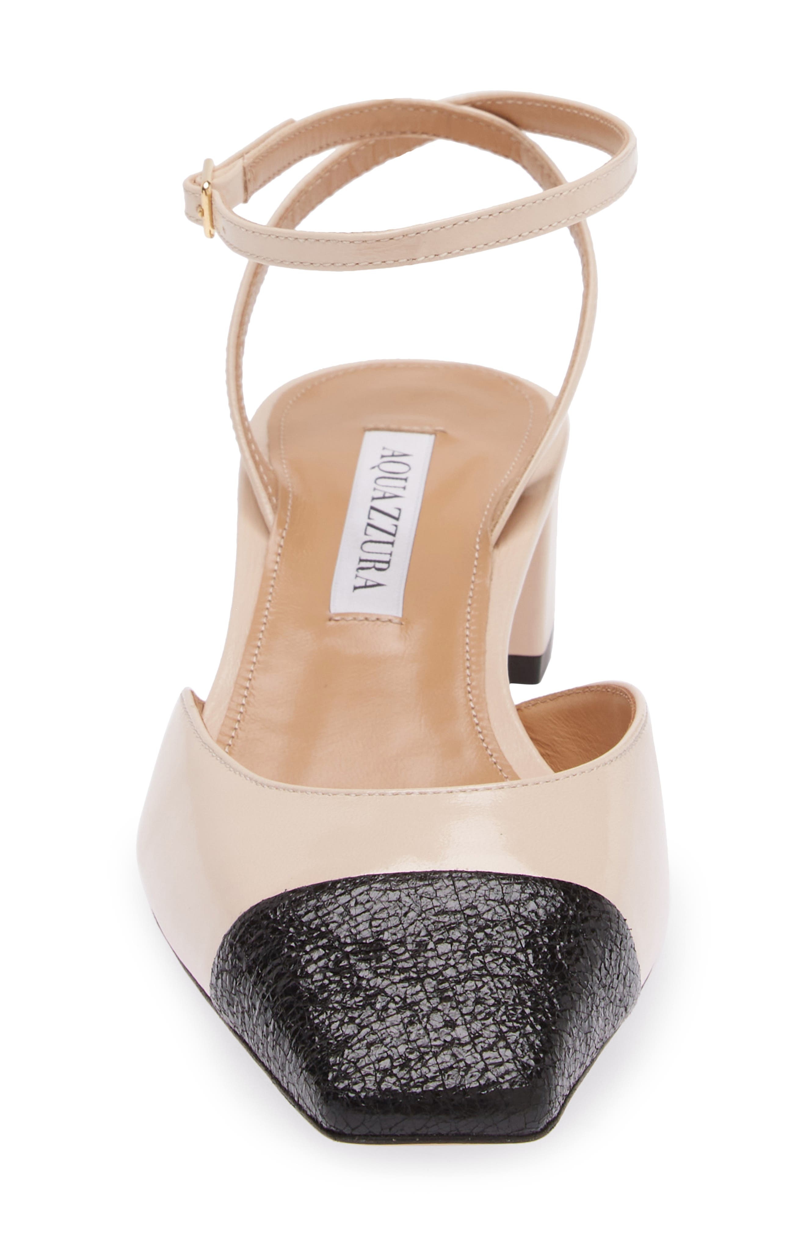 Aquazzura French Flirt Square Toe Pump in Nude/Black at Nordstrom - 4