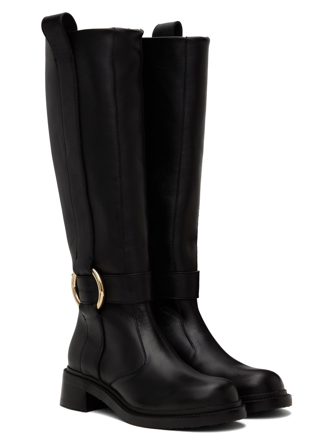 Black New Ring Tall Boots - 4