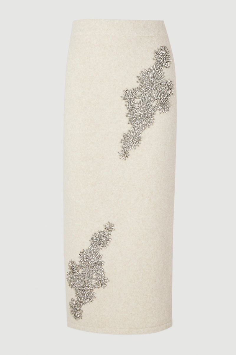 Tall Wool Blend Embellished Cosy Pencil Midi Skirt 4