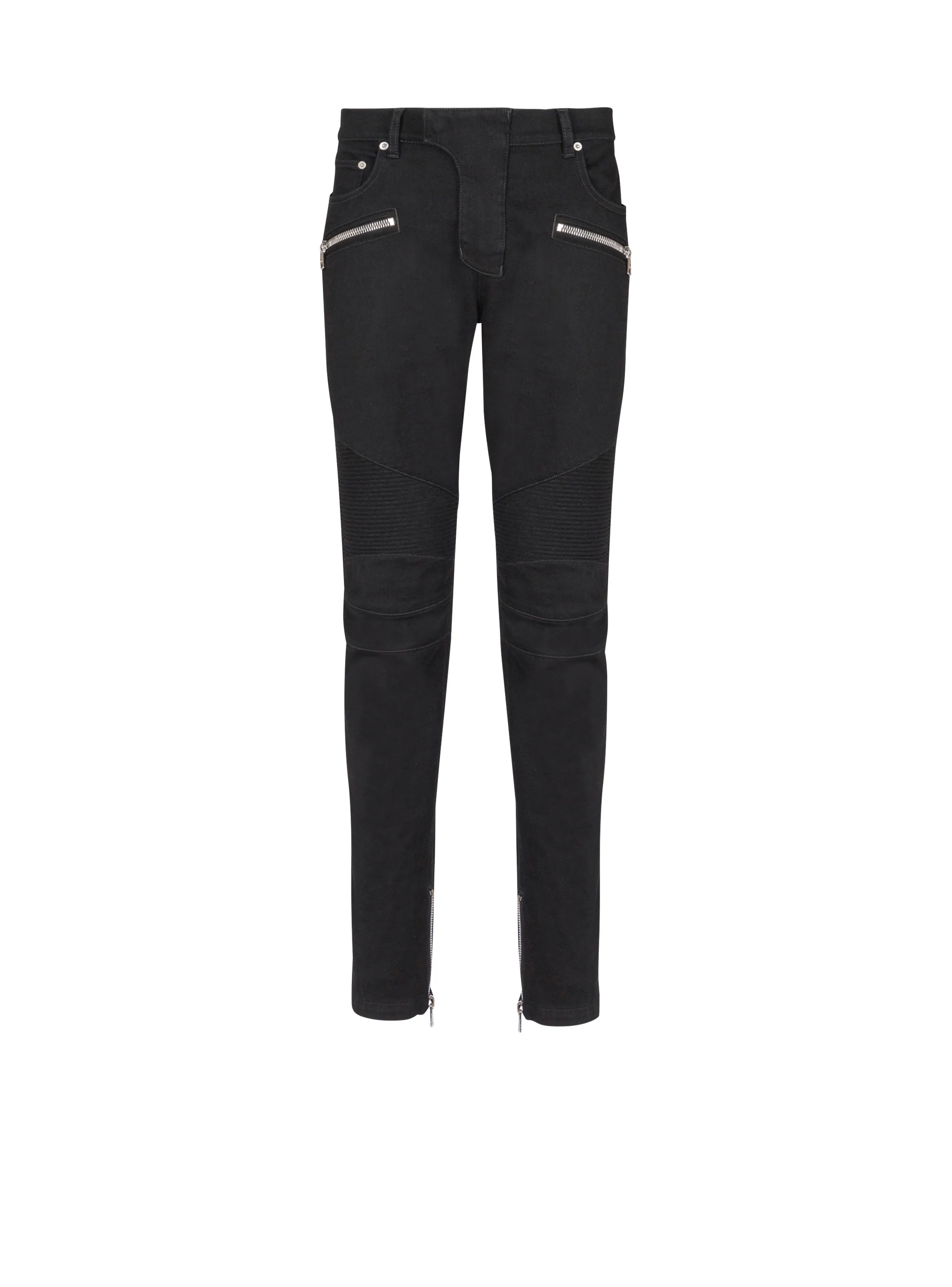 Slim-fit biker jeans in black denim - 1
