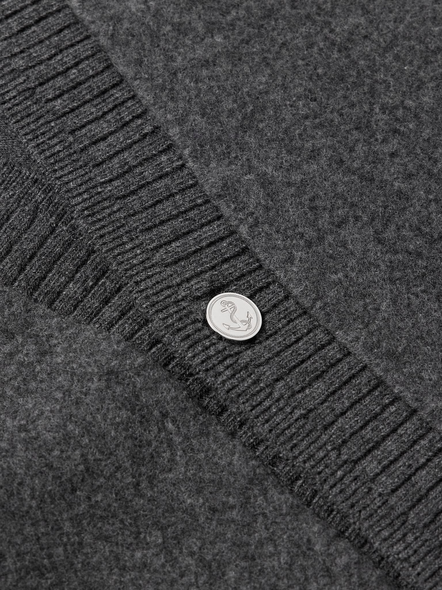 Brushed-Wool Cardigan Gray - 4