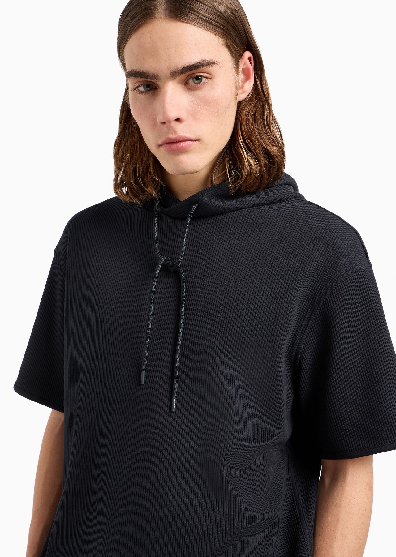 Short-sleeved hooded jumper in canneté jersey - 5