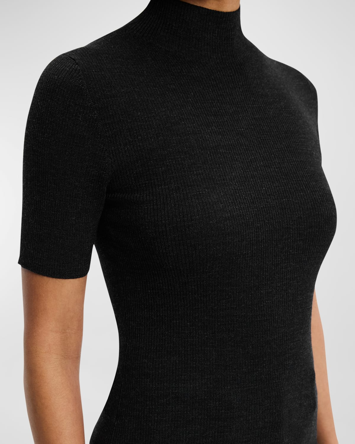 Leenda Regal Merino Wool Short-Sleeve Mock-Neck Top - 5