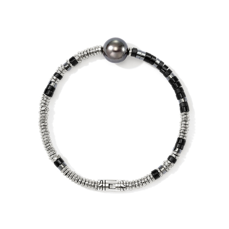 Heishi Bracelet, Sterling Silver, Hardstones, Pearl 4